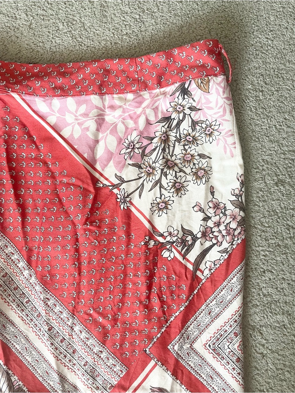 Anthropologie Pink and Red Floral Patchwork Wrap Midi Skirt Size: Medium (NWT) - Picture 8 of 8